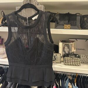 Sandro Cropped peplum black blouse